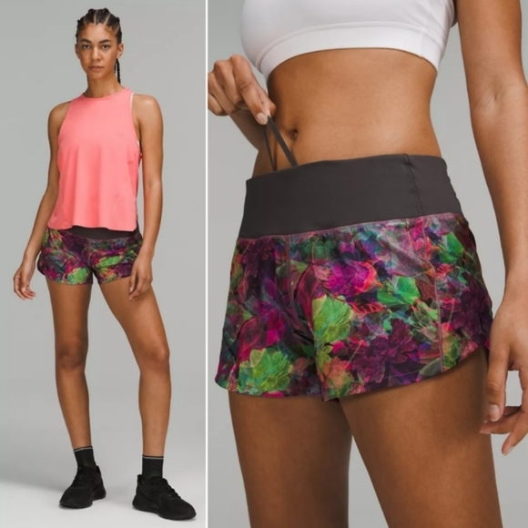 Lululemon  speed  up  shorts  vivid  floral  tone multi - Picture 2 of 16